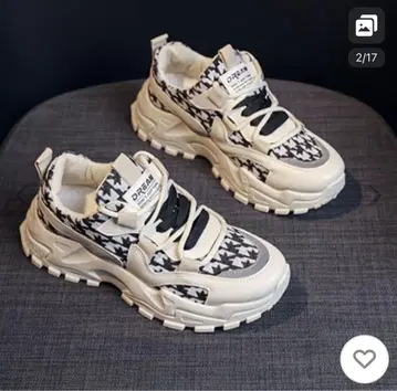 통굽 대디 스니커즈 하운드투스 체크 패턴