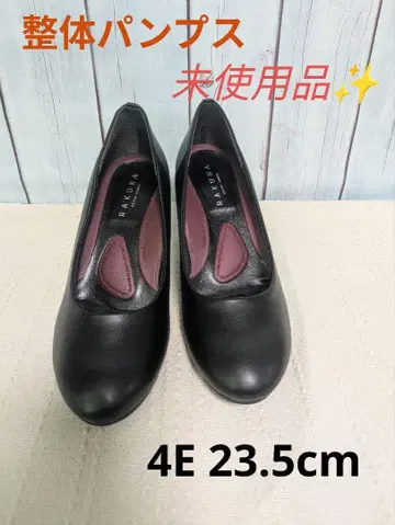 미사용품 RAKUNA 라쿠나  펌프스 폭넓은 블랙 4E 23.5cm