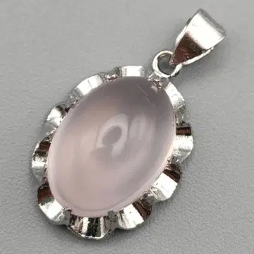 SILVER 각인 로즈쿼츠 오벌 펜던트 탑