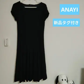 ANAYI 택 포함 새 상품 블랙 반팔 플레어 원피스