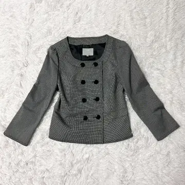 23구 실크 블렌드 더블 브레스트 노카라 자켓 40