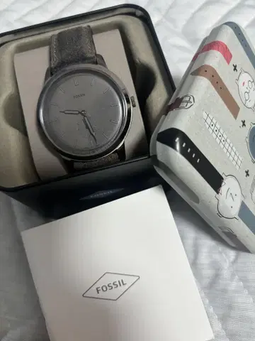 FOSSIL 아날로그 시계 그레이 가죽