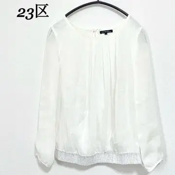 23구 긴팔 쉬폰 블라우스 화이트 시어