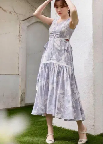 Floral Cut-Out Long Dress-french lilac