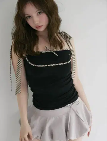 andmary Alice check ribbon tops