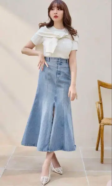herlipto 데님 플레어 스커트