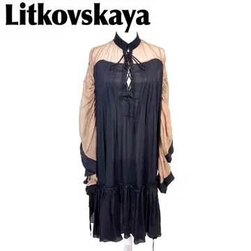 새상품급 ] Litkovskaya 리트코프스카야 실크 개더 원피스 34