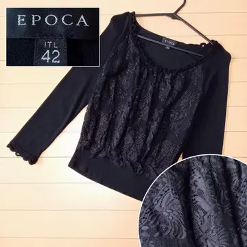 [빅 사이즈 42] EPOCA 에포카 티셔츠 레이스 꽃무늬 리브 고급
