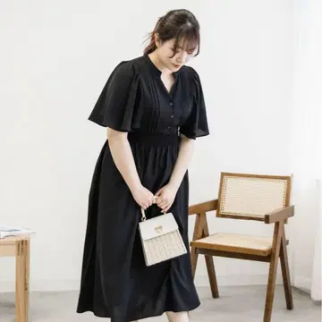 쿠레트 CLETTE 오리지널 케이프 소매 원피스 XL 사이즈 블랙