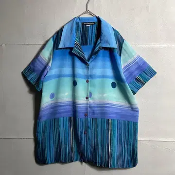유럽 빈티지 오픈 카라 셔츠 빈티지 90s 아트