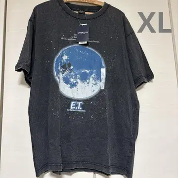 미사용 GU E.T. 티셔츠 XL 다크 그레이 그래픽 티 반팔