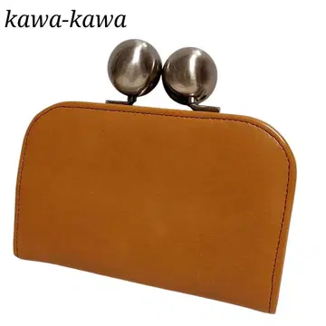 [ KAWA-KAWA ] 가마구치 지갑 브라운 카멜 가죽