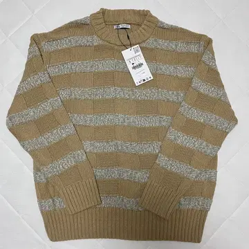 ZARA 베이지 그레이 스트라이프 스웨터 S