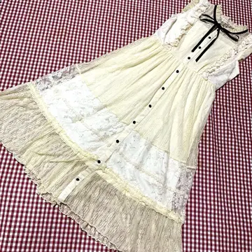 새상품급 axesfemme 액시즈 플레어 원피스 리본 레이스