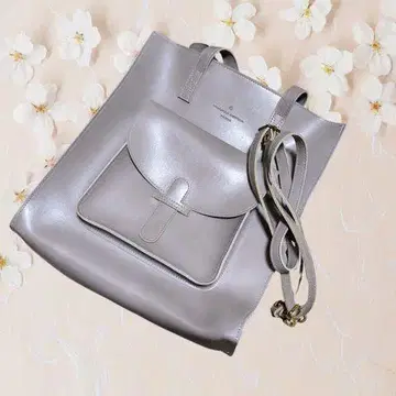 그레이 가죽 숄더팩