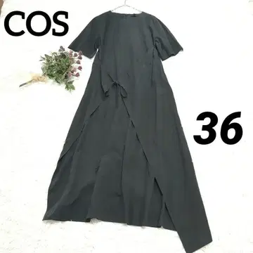 COS 블랙 롱 원피스 리본 어시멘트리