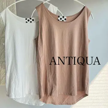 ANTIQUA 탱크탑 2매 세트 베이지 화이트