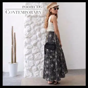 room306 CONTEMPORARY 롱 스커트 사선 컷 블랙