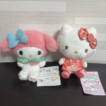 택 포함 새상품 마이멜로디 & 헬로키티 봉제 인형 세트