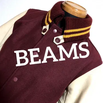 ek8 BEAMS 버건디 바시티 자켓 소가죽 소매 가죽 남성용 M