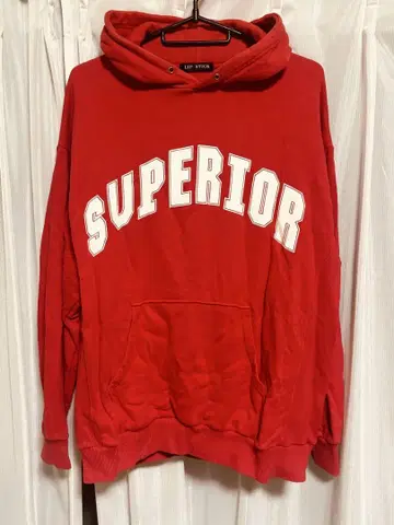 빨간색 SUPERIOR 후드 부착 후드티