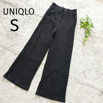 UNIQLO 유니클로 리브 니트 와이드 팬츠 블랙 S 허리밴딩 4557