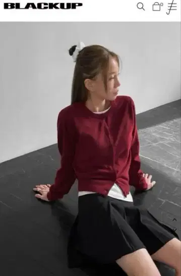 blackup 가디건 빨간색 버건디 한국 블랙업