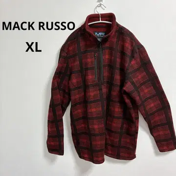 MACK RUSSO 하프 지퍼 XL 레드/블랙 체크 속기모