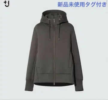 새상품 유니클로 +J 질 샌더 드라이 스웨트 풀집업 후드티 카키 S