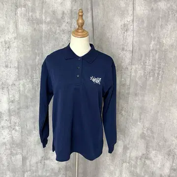 FEEL FINE COLLECTION 꽃무늬 자수 긴팔 피케 셔츠 레트로