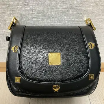 MCM 블랙 가죽 숄더백