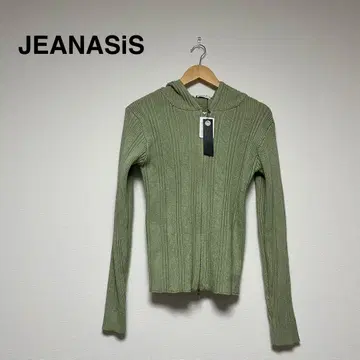 [ 탭 부착 ] JEANASiS 후드 부착 리브 니트 스웨터 후디