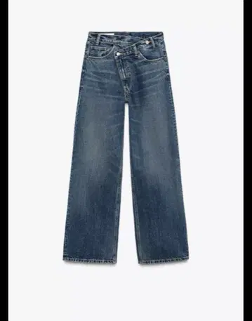 ZARA 자라 TRF 하이웨스트 크로스오버 와이드 레그 청바지 EU 34