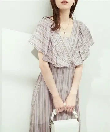 natural couture 개더 프릴 어른 걸리시 원피스 F