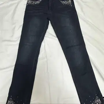axes femme 데님 밤하늘 달 장미 리본 스트레치 L 진한 파랑