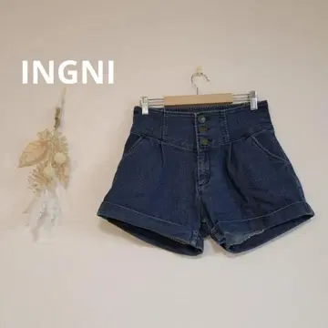 잉그 데님 숏팬츠 [ M ] 앞 버튼 3개 허리밴딩 포켓 있음