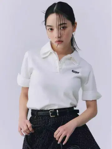 eimy istoire 하프 슬리브 더블 컬러 니트
