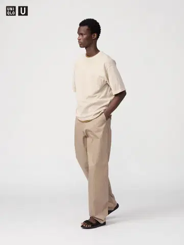 UNIQLO 와이드 핏 치노/긴 길이 BROWN 82cm