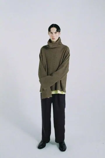 ancellm CHAIN KNIT HI-NECK LS T-SHIRT
