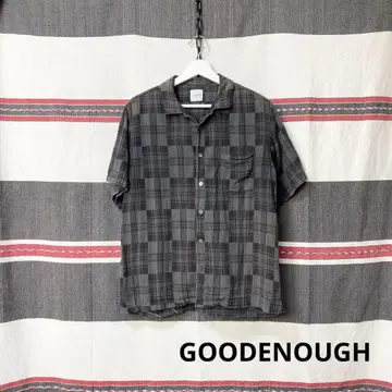 GOODENOUGH 코튼 체크 셔츠 반팔 굿이너프 스트릿 우라하라
