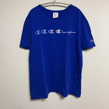 챔피온 Champion 자수 티셔츠 해외 블루 S 사이즈