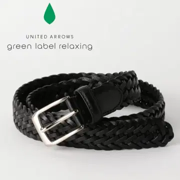 [새상품급] GREEN LABEL RELAXING 메쉬 가죽 벨트 블랙