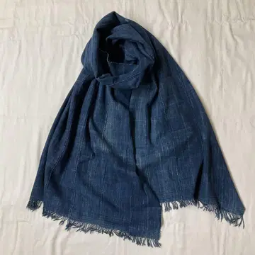 부르키나파소 빈티지 네이비 나염 스톨 55 x 200cm