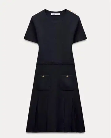 ZARA 박스 플리츠 미니 원피스
