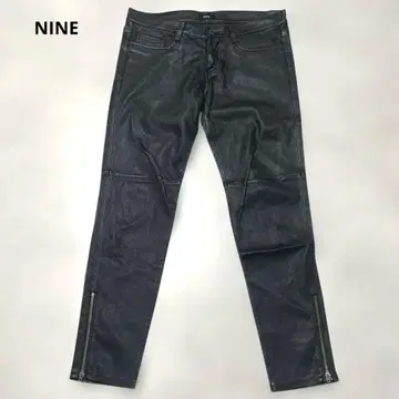 NINE 블랙 가죽 스키니 팬츠 지퍼