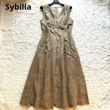 시빌라 슬리브리스 롱 원피스 린넨100% 플레어 L 사이즈