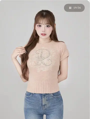 다리치 DR 비쥬 플라워 니트탑 PNK