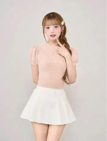 darich 팬시 비즈 DD 로고 니트탑 PNK