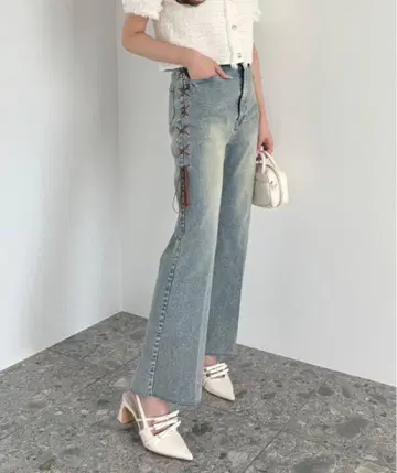 사이드 레이스업 스트레치 데님