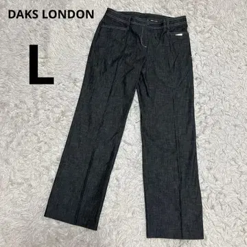닥스 DAKS LONDON 센터 플리츠 린넨 혼방 데님 팬츠 L